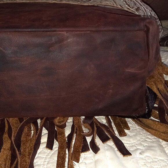 Dancing Cactus Designs Large Cowhide Leather Fringe Handbag - Picture 7 of 9